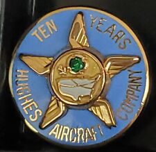 Howard Hughes Aircraft Company 10 Year Service w/ Emerald Lapel Pin 10K Gold NIB picture