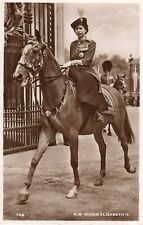 RPPC Her Majesty Queen Elizabeth Riding Horse Sidesaddle Postcard Real Photo picture