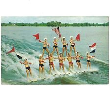 Postcard - Cypress Gardens Water Skiing Patriotic Women -Winter Haven Florida FL picture