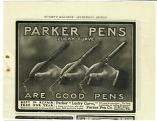 1902 Parker Pens Are Good Pens Co Antique Print Ad Lucky Curve Janesville WI picture