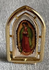 Virgin Mary Virgen  de  Guadalupe Mini Standing Medal | Gold Tone picture