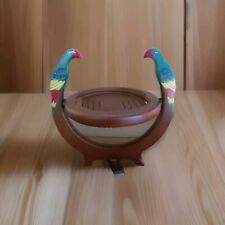 Philippines Folk Art Collapsible Basket Parrots Wooden Handmade Bowl 6” across picture