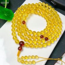 7mm Natural Gold Amber Crystal Round 108 Prayer Beads Bracelet Certificate picture