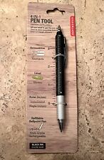 Kikkerland 4-In-1 Black Pen Tool: Screwdriver, Level, Ruler, Pen - New picture