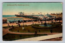 Weston-super-Mare England UK, Gardens & Pier, Horses & Buggies, Vintage Postcard picture