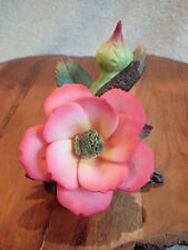 Lovely Porcelain Deep Pink & Yellow Rose & Bud Figurine EXcellent picture