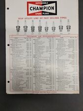 1959 Champion Spark Plugs Utility Line Cars Trucks Lawnmower Data Sheet picture