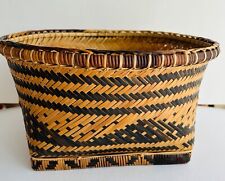 Lg Vtg Boheimain Pattern Wicker Basket/Planter Woven Aztec Boho Decor picture