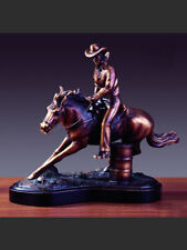 Lady on Horse American West Copper Figurine Statue 12