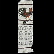 Vintage 1987  Rooster Month Calendar Linen Bar Cloth picture
