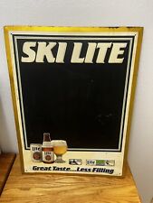 vintage miller lite sign 1980’s Original Miller Lite Ski Lite Sign Tin Rare picture