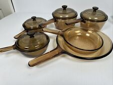 Vintage 10 Piece Lot of Corning Vision Corning Ware Pyrex Amber Glass Cookware picture