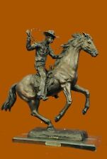 100% Solid Extra Large Cowboy Marshal on Horse Bronze Masterpiece Sculpture Sale picture