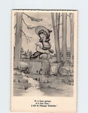 Postcard Greeting Card with Quote and Girl Trees Comic Art Print picture
