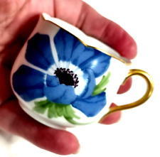 Okura Blue Poppy Demitasse Cup ONLY Gold Rim Handle Porcelain Miniature VTG picture