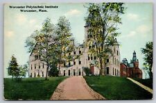 Worcester Polytechnic Institute Drive Approaching MA C1910's DB Postcard S3 picture