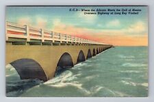 Long Key Viaduct FL-Florida, Overseas Highway, Ocean, Antique Vintage Postcard picture