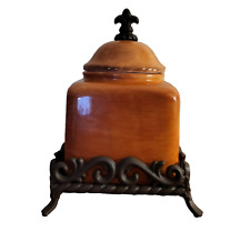Artimino Tuscan Countryside Orange/Rustic Canister W/Iron Base picture