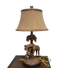 Vintage African Safari Giraffe With Baby And Palm Trees Table LampResin 25 
