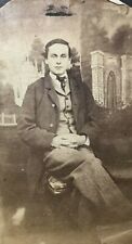 Vintage Photo CDV Studio Man With Floating Hat ? Well Dressed Magician 4 x 2.5 picture