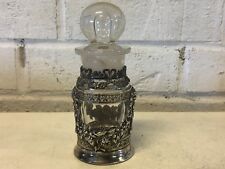 Antique Webster Silver plate and Glass Perfume Bottle with Floral Dec. & Holder picture