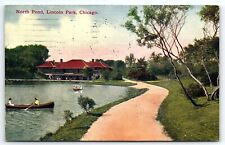 1910 CHICAGO IL NORTH POND LINCOLN POND BOATING LEISURE ACTIVITY POSTCARD P2737 picture