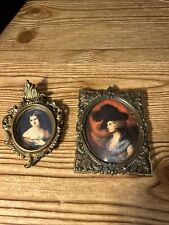 Ornate Baroque Small Framed Art Victorian Style. Set Of 2 Vintage. picture
