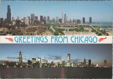 ZAYIX Postcard Greetings from Chicago Night Scene Day Scene 090222PC76 picture