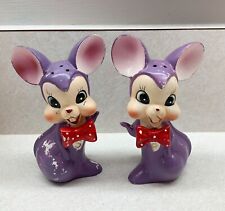 Vintage Anthropomorphic Arnart Purple Mouse Bow Tie Mice Salt Pepper Shakers picture