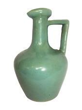 UNIQUE-Antique Vintage Handmade Blue-Green Turquoise Glazed Pottery Pitcher Ewer picture