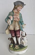 Bisque Porcelain Hand Painted Beautiful YOUNG MAN Figurine, 8 in Tall picture