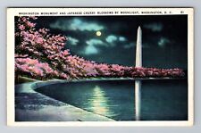 Washington DC, Washington Monument, Japanese Cherry Blossoms, Vintage Postcard picture