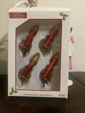 Vintage Celebrate It Glass Candle Clip On Ornaments - Set Of 4 picture
