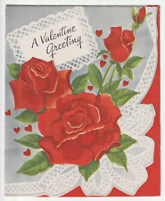 1940s VTG Sweet Valentine Greeting Card Die Cut A-MERI-CARD UNUSED picture
