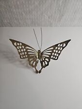 Vintage Solid Brass Butterfly Wall Hanging Decor With Scuffs picture