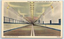 Postcard Interior of Bankhead Tunnel under Mobile River, Alabama linen J172 picture