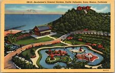 Santa Monica Palisades CA Japanese Gardens Bernheimer's Ocean Pier Postcard '38 picture