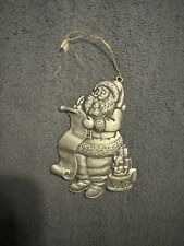 Vintage AVON Pewter Holiday Christmas Ornament 1996 Santa Checking His List（B） picture