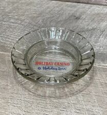 Holiday Casino Holiday Inn Vintage Ashtray Clear Round Red & Blue Letter picture