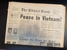 Newspaper PEACE in  Viet Nam   January 24th, 1973   Elkhart Truth  Nixon   POW's picture