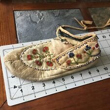 Antique American Indian  Beaded Buckskin Moccasins Handmade picture