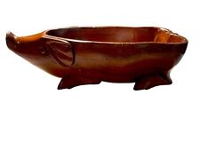 Vintage Hand Carved  Wooden Pig Bowl/plant Holder/knick Knac From  Philippines. picture