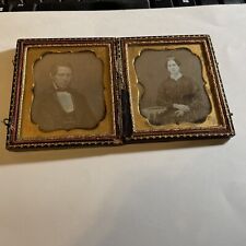 Antique Sixth Plate Daguerreotype ID GENTLEMAN FORMAL ATTIRE LADY HOLDING CASE picture