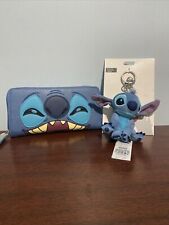 Disney Loungefly Stitch Faces Double Sided Zip Wallet With Keychain NEW picture
