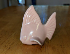 Vintage pink ceramic FISH figurine 1950s Mermaid MCM miniature mini tropical mod picture