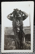 c.1940's Ghillie Suit Sniper Camo Helmet Man Soldier Pasture Vintage Photograph picture