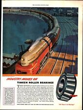 1946 streamlined future train great color art Timken Bearings vintage print ad picture