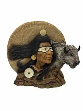 Native American Mohawk Warrior with Buffalo and Wolf Book End (1) picture