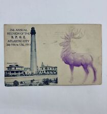 1911 Absecon Lighthouse Atlantic City New Jersey Postcard B.P.O.E. Reunion Rare picture
