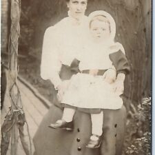 c1910s Outdoor Elegant Mother RPPC Baby Boy in Dress Refined Lady Photo A142 picture